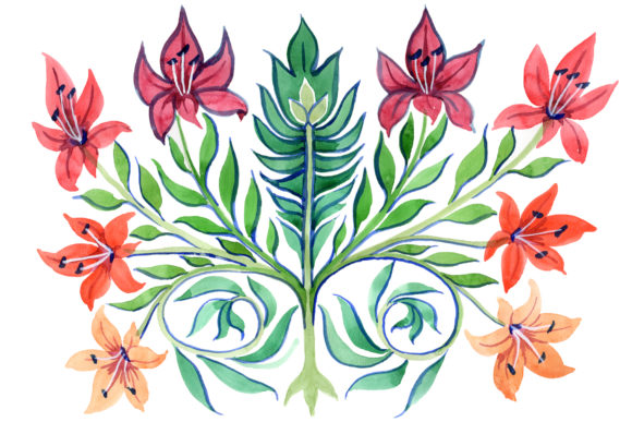 Ancient Kiev Ornament Flower Watercolor Set Guide