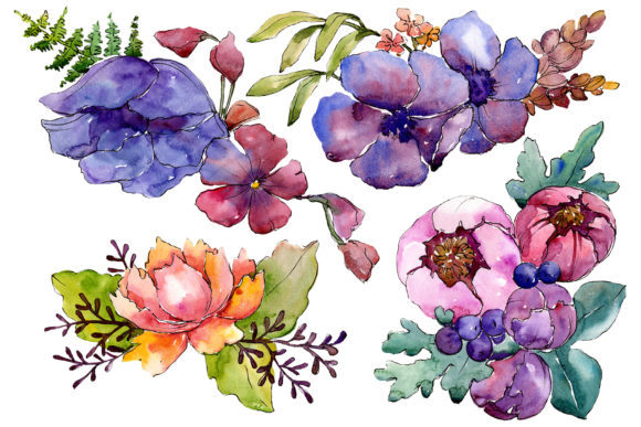 Aquarelle Bouquet Set: Elevating Creative Projects with Hand-Painted Tropical Florals