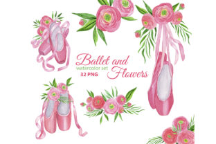 Ballet Shoes and Watercolor Ranunculus Graphics