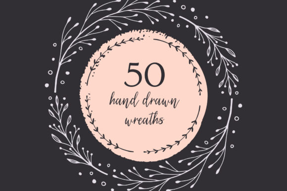 Elevating Minimalist Design with 50 Hand Drawn Wreaths