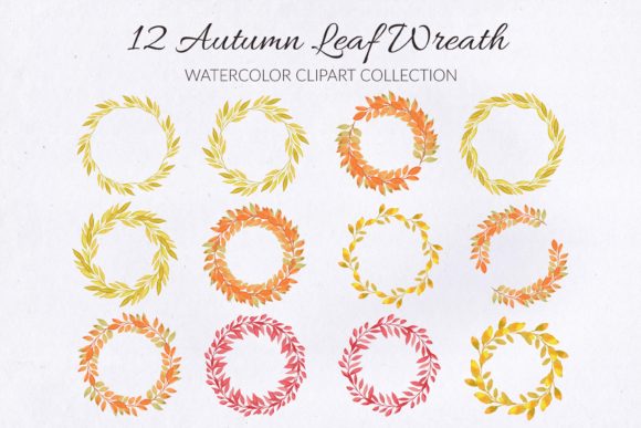 Elevating Seasonal Design with the 12 Autumn Leaf Watercolor Wreath Set