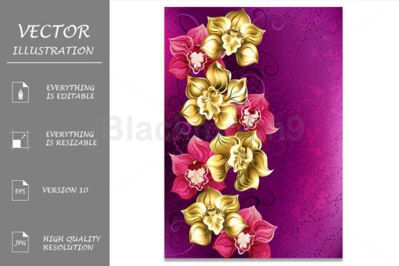 Golden Orchid on Pink Background: Elevating Visual Projects with Artistic Floral Design Assets