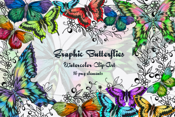 Graphic Butterflies Clip Art for Creative Projects