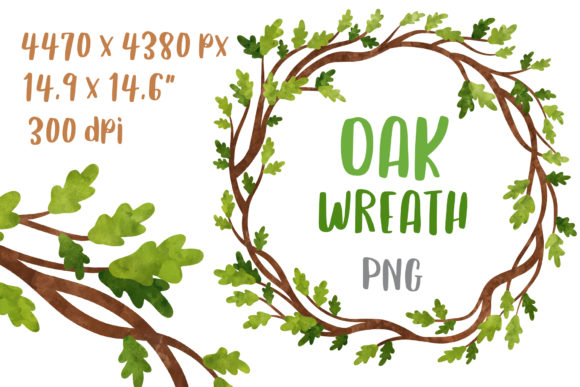 Watercolor Oak Wedding Wreath Art Guide