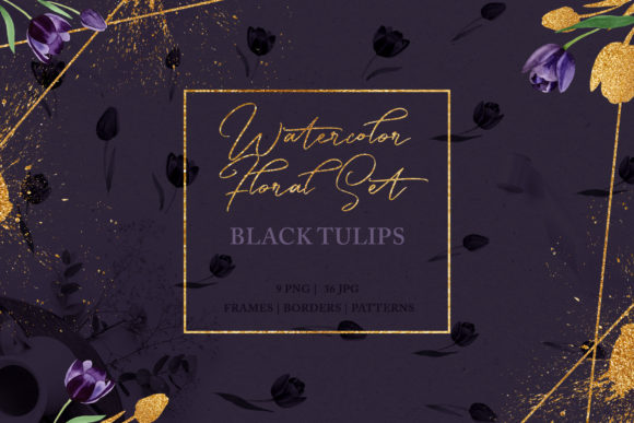 Wonderful Black Tulips PNG Watercolor Flower Set: Elevating Dark Floral Design