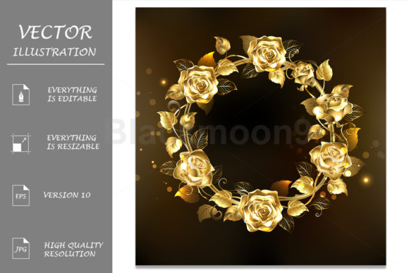 Wreath of Gold Roses: Elevating Visual Identity with Premium Floral Assets